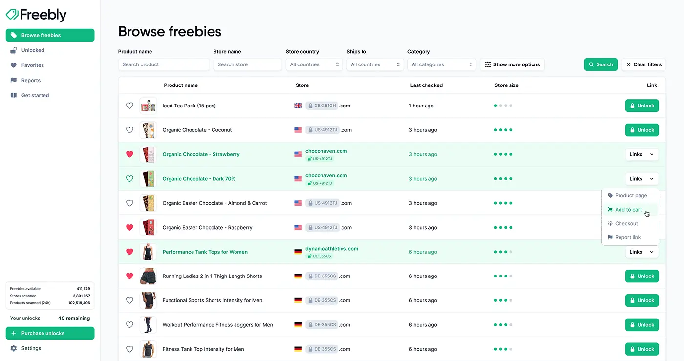Freebly platform screenshot